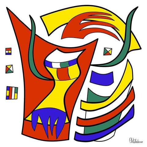 Kandinsky Style IV White Modern Wood Framed Art Print with Double Matting by Medeiros, Celito