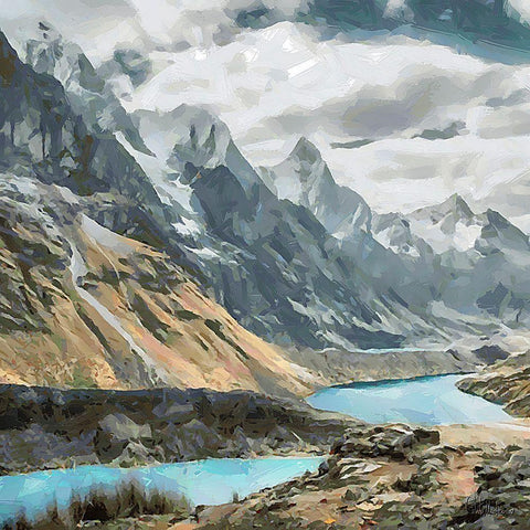 Lake in the Rocky Mountains Gold Ornate Wood Framed Art Print with Double Matting by Medeiros, Celito