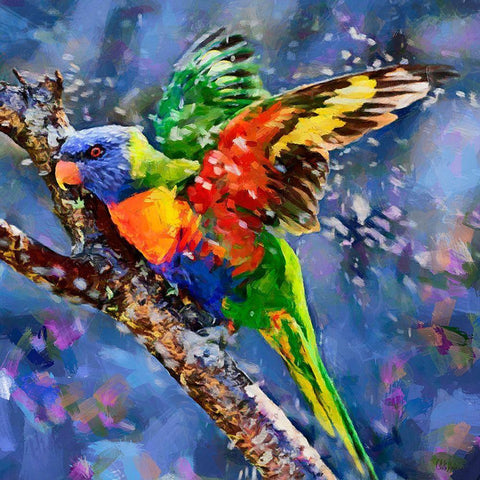 Parrot with Blue Background Gold Ornate Wood Framed Art Print with Double Matting by Medeiros, Celito