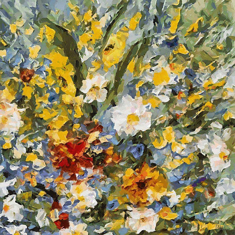 Meadow Flowers I Black Ornate Wood Framed Art Print with Double Matting by Medeiros, Celito