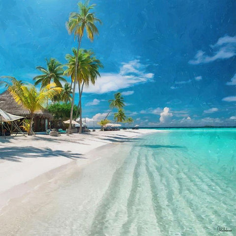 Beach in Caribic Gold Ornate Wood Framed Art Print with Double Matting by Medeiros, Celito