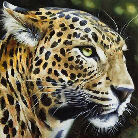 Gepards Head Black Modern Wood Framed Art Print with Double Matting by Medeiros, Celito