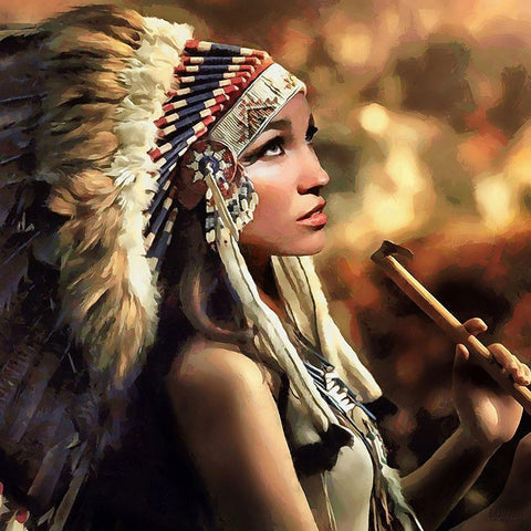 Beautiful Indian Woman White Modern Wood Framed Art Print by Medeiros, Celito