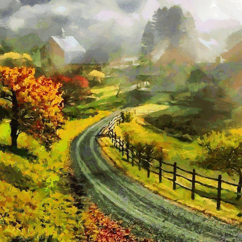 The Way Home Black Ornate Wood Framed Art Print with Double Matting by Medeiros, Celito