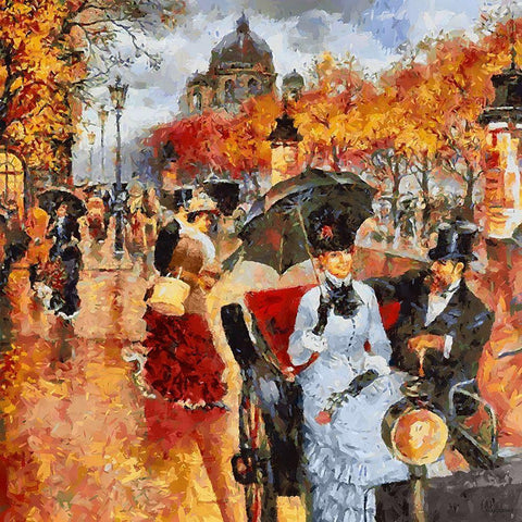 Old Paris View I White Modern Wood Framed Art Print with Double Matting by Medeiros, Celito