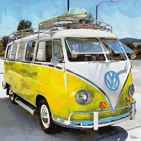 Good Old VW Van I White Modern Wood Framed Art Print by Medeiros, Celito