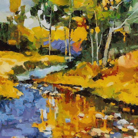 Stream in the Countryside White Modern Wood Framed Art Print by Medeiros, Celito