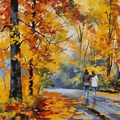 Romantic Path II Black Modern Wood Framed Art Print with Double Matting by Medeiros, Celito