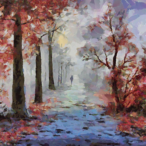 Romantic Path III Black Modern Wood Framed Art Print by Medeiros, Celito