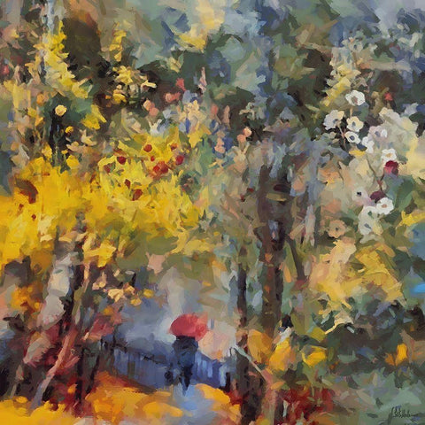 Romantic Path IV White Modern Wood Framed Art Print by Medeiros, Celito