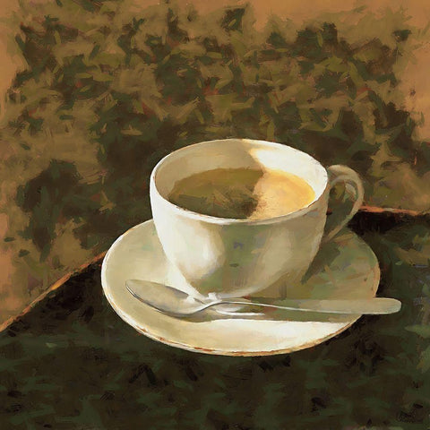 Espresso Macchiato White Modern Wood Framed Art Print by Medeiros, Celito