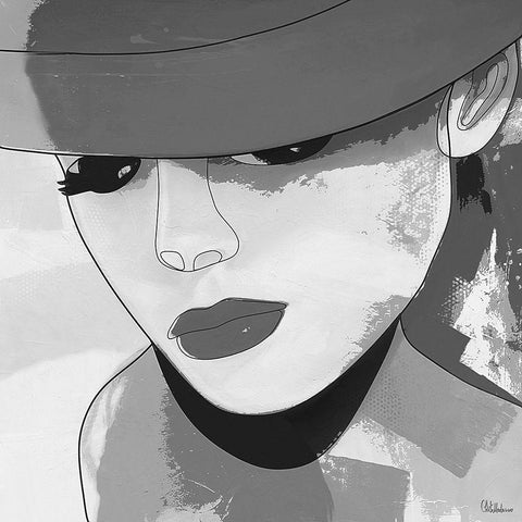 Face BW2 Black Modern Wood Framed Art Print by Medeiros, Celito