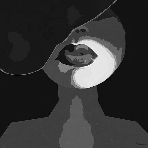 Face BW3 Black Modern Wood Framed Art Print by Medeiros, Celito