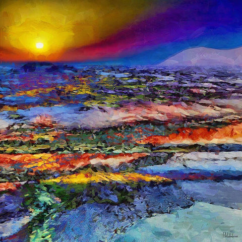 Colorful Sunset Black Ornate Wood Framed Art Print with Double Matting by Medeiros, Celito