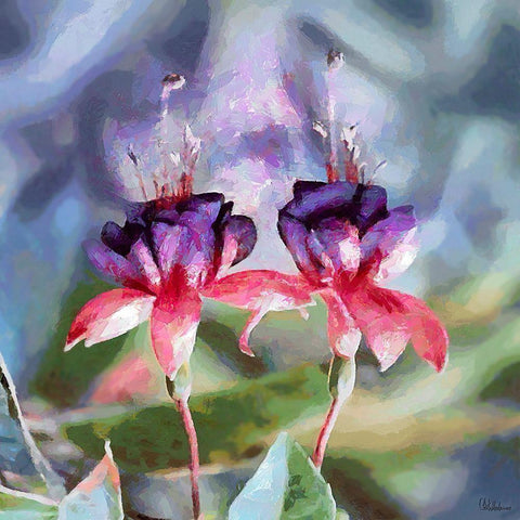 Two Purple Orchids Gold Ornate Wood Framed Art Print with Double Matting by Medeiros, Celito