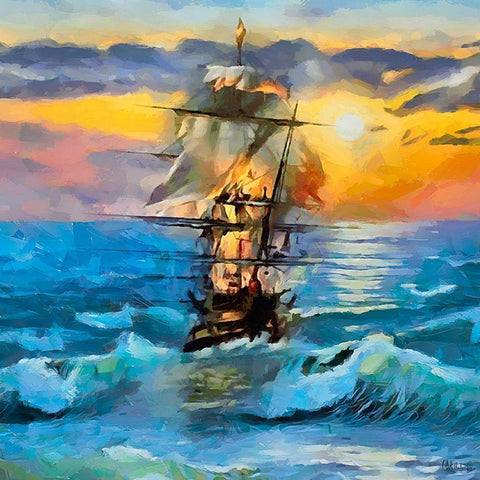 Boat Santa Maria II White Modern Wood Framed Art Print by Medeiros, Celito