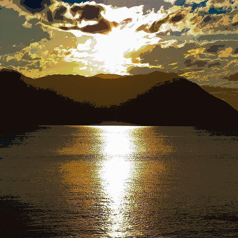 Sunset above the Hill Black Modern Wood Framed Art Print by Medeiros, Celito