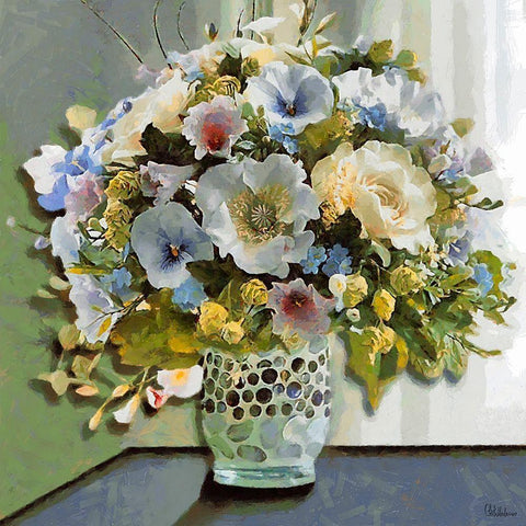 Vase with Flowers Black Modern Wood Framed Art Print by Medeiros, Celito
