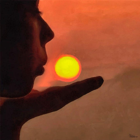 Kiss to the Sun Black Modern Wood Framed Art Print by Medeiros, Celito