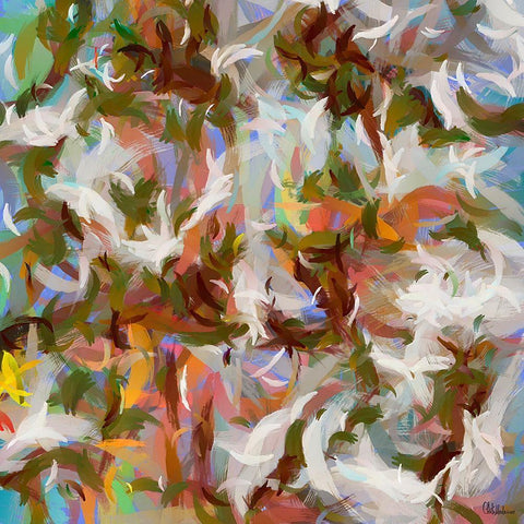 Abstract I White Modern Wood Framed Art Print with Double Matting by Medeiros, Celito