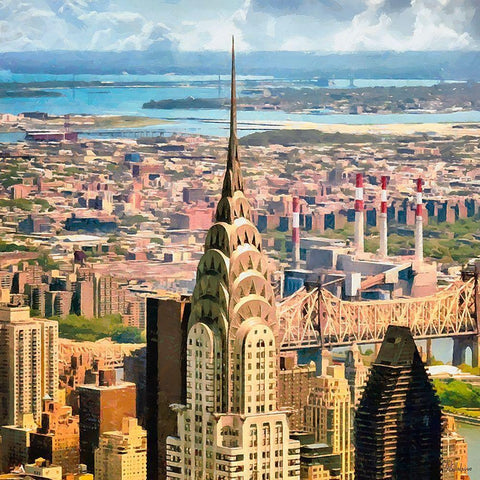 View to Chrysler Building N.Y. White Modern Wood Framed Art Print by Medeiros, Celito