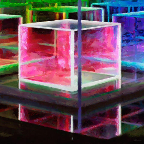 Pink Cube Gold Ornate Wood Framed Art Print with Double Matting by Medeiros, Celito