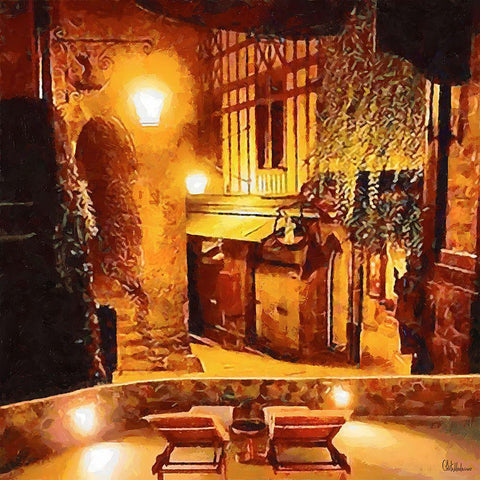 Light in old Town Black Modern Wood Framed Art Print by Medeiros, Celito