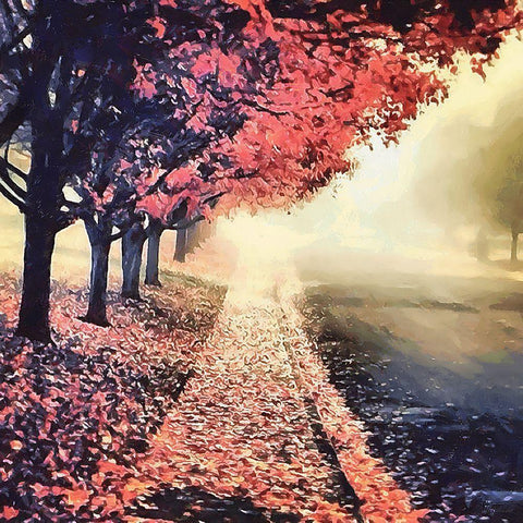 Autumn Way Black Modern Wood Framed Art Print by Medeiros, Celito