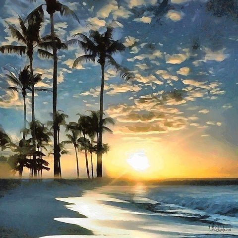 Golden Sunset II Black Modern Wood Framed Art Print by Medeiros, Celito