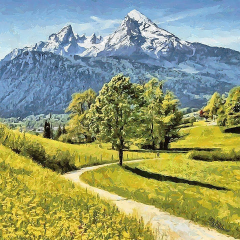 Alps in Spring Gold Ornate Wood Framed Art Print with Double Matting by Medeiros, Celito