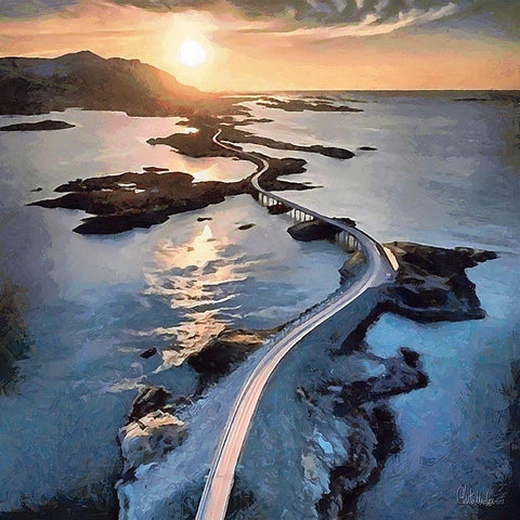 Cold Sun in Norway Black Modern Wood Framed Art Print with Double Matting by Medeiros, Celito