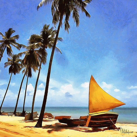 Summer Day on the Beach White Modern Wood Framed Art Print with Double Matting by Medeiros, Celito