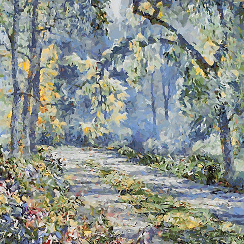 Landscapes in Monet Style II White Modern Wood Framed Art Print with Double Matting by Medeiros, Celito