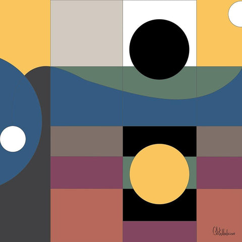 A Game with Abstract Shapes II Gold Ornate Wood Framed Art Print with Double Matting by Medeiros, Celito