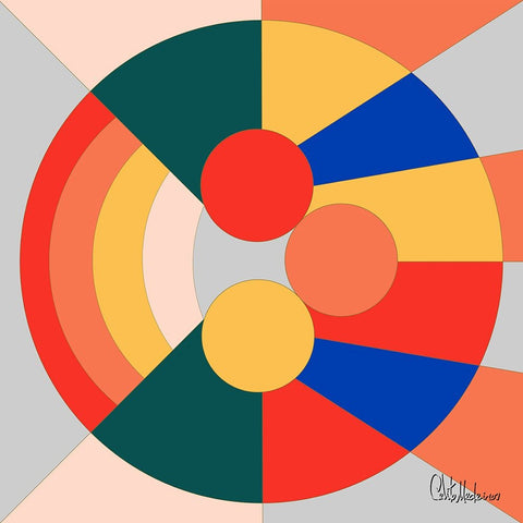 A Game with Abstract Shapes X White Modern Wood Framed Art Print with Double Matting by Medeiros, Celito