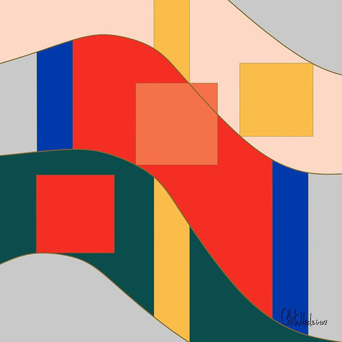A Game with Abstract Shapes XI White Modern Wood Framed Art Print with Double Matting by Medeiros, Celito