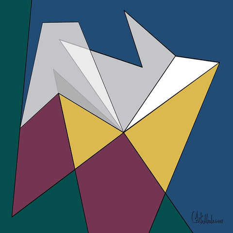 A Game with Abstract Shapes XII White Modern Wood Framed Art Print with Double Matting by Medeiros, Celito
