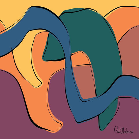 A Game with Abstract Shapes XIII White Modern Wood Framed Art Print with Double Matting by Medeiros, Celito
