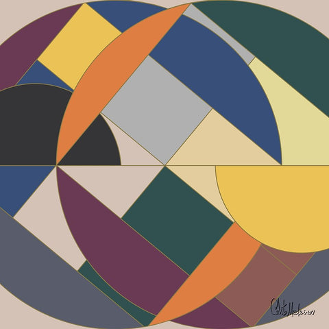 A Game with Abstract Shapes XVII White Modern Wood Framed Art Print with Double Matting by Medeiros, Celito