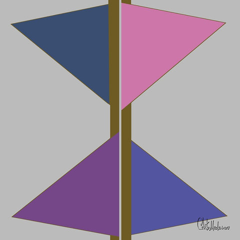 A Game with Abstract Shapes XXV White Modern Wood Framed Art Print with Double Matting by Medeiros, Celito