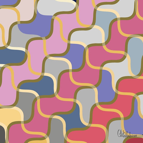 A Game with Abstract Shapes XXVIII White Modern Wood Framed Art Print with Double Matting by Medeiros, Celito