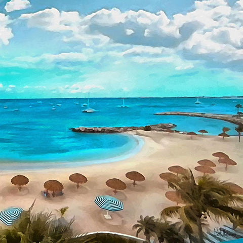 The Beach II White Modern Wood Framed Art Print by Medeiros, Celito