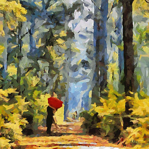 A Kiss in the Forest White Modern Wood Framed Art Print with Double Matting by Medeiros, Celito
