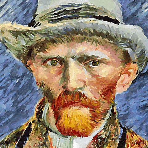 Van Gogh Black Ornate Wood Framed Art Print with Double Matting by Medeiros, Celito