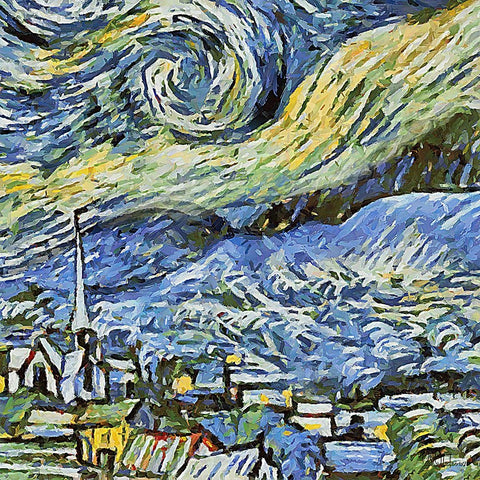 Van Gogh image Black Ornate Wood Framed Art Print with Double Matting by Medeiros, Celito