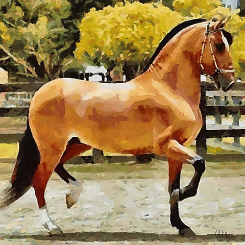 Brown Horse Black Ornate Wood Framed Art Print with Double Matting by Medeiros, Celito