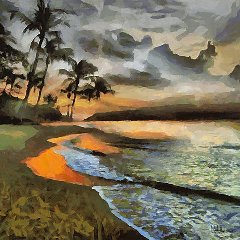 Clouds over the Beach Black Ornate Wood Framed Art Print with Double Matting by Medeiros, Celito