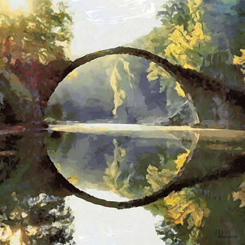 Sunrise over the Bridge White Modern Wood Framed Art Print with Double Matting by Medeiros, Celito