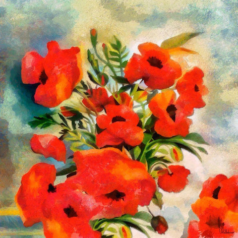 Poppies White Modern Wood Framed Art Print by Medeiros, Celito