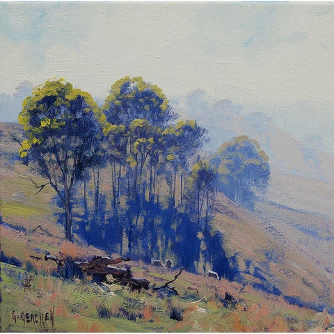 Hazy Hillscape Black Modern Wood Framed Art Print by Gercken, Graham